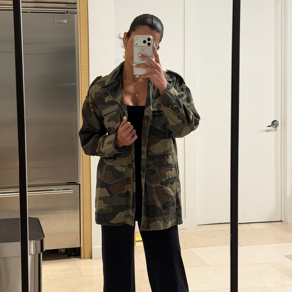 Zara Green Camouflage Utility Jacket